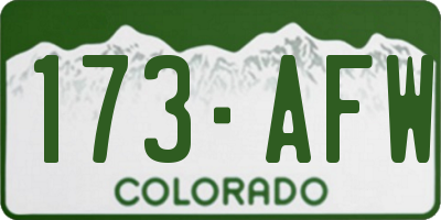 CO license plate 173AFW