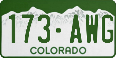 CO license plate 173AWG
