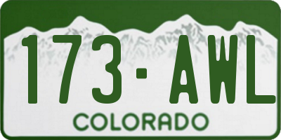 CO license plate 173AWL