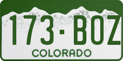 CO license plate 173BOZ