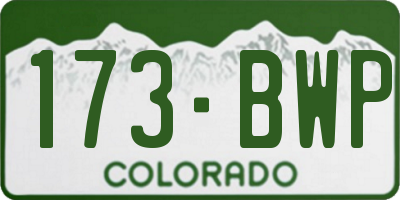 CO license plate 173BWP
