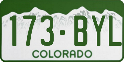 CO license plate 173BYL