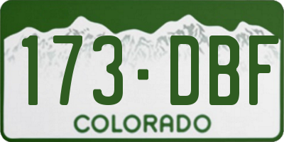 CO license plate 173DBF