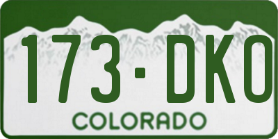 CO license plate 173DKO