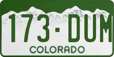 CO license plate 173DUM