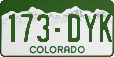 CO license plate 173DYK