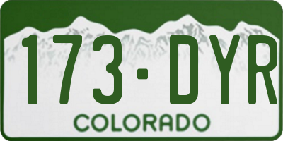 CO license plate 173DYR
