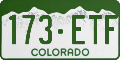CO license plate 173ETF