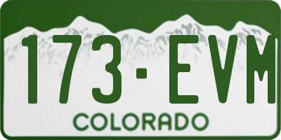 CO license plate 173EVM