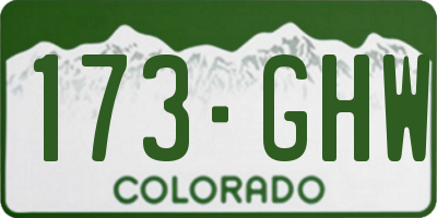CO license plate 173GHW