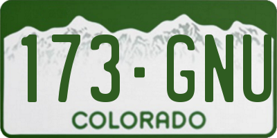 CO license plate 173GNU