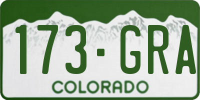 CO license plate 173GRA