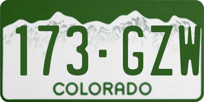 CO license plate 173GZW