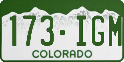 CO license plate 173IGM