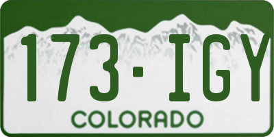 CO license plate 173IGY