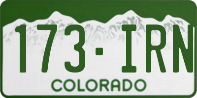 CO license plate 173IRN