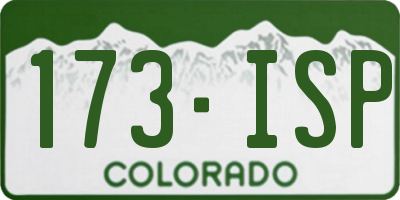 CO license plate 173ISP