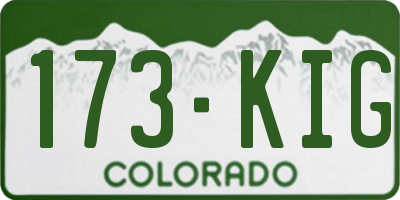CO license plate 173KIG