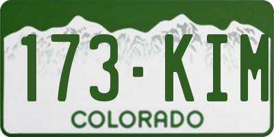 CO license plate 173KIM
