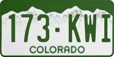 CO license plate 173KWI