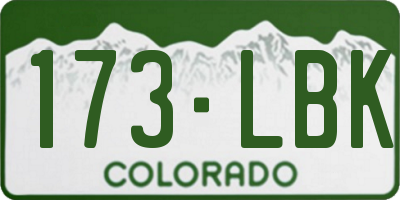 CO license plate 173LBK