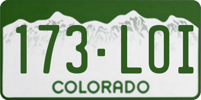 CO license plate 173LOI