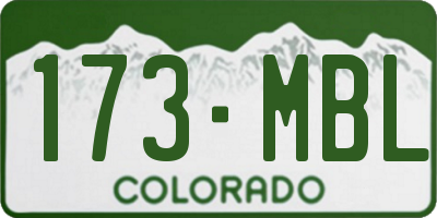 CO license plate 173MBL
