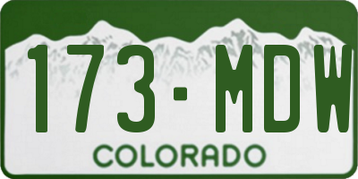 CO license plate 173MDW