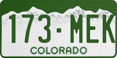 CO license plate 173MEK