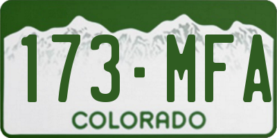 CO license plate 173MFA