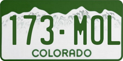CO license plate 173MOL