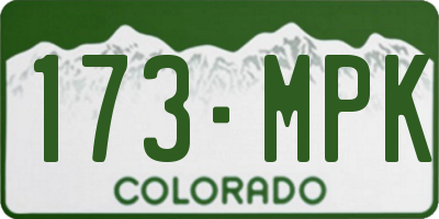 CO license plate 173MPK