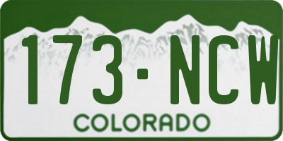 CO license plate 173NCW