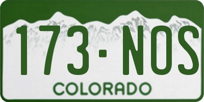 CO license plate 173NOS