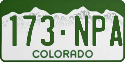 CO license plate 173NPA