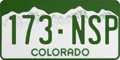 CO license plate 173NSP