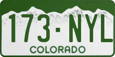 CO license plate 173NYL