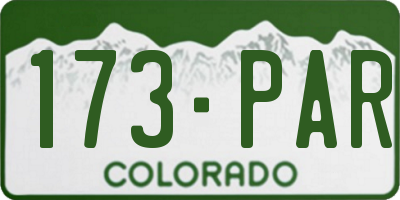 CO license plate 173PAR