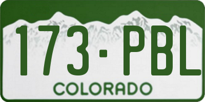 CO license plate 173PBL