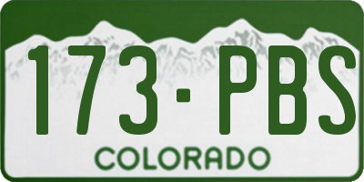 CO license plate 173PBS