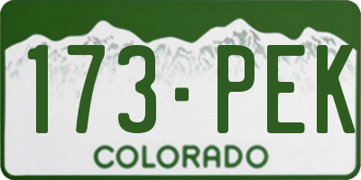 CO license plate 173PEK