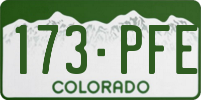 CO license plate 173PFE