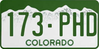 CO license plate 173PHD