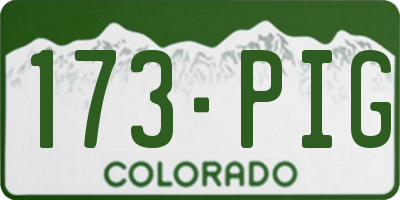 CO license plate 173PIG
