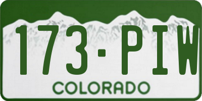 CO license plate 173PIW