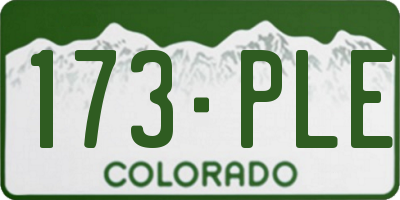 CO license plate 173PLE