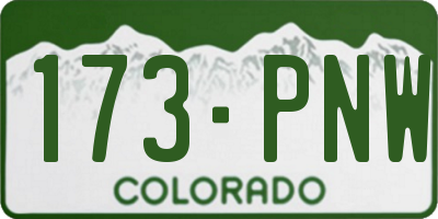 CO license plate 173PNW