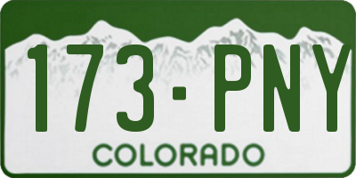 CO license plate 173PNY