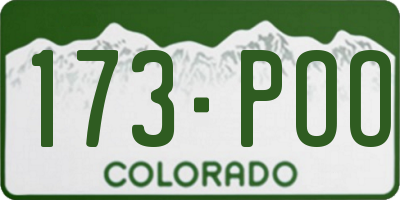CO license plate 173POO
