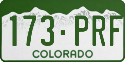 CO license plate 173PRF